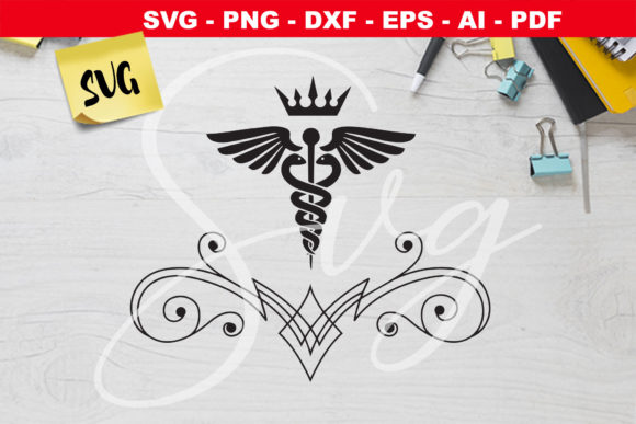 Caduceus, Medical Caduceus Symbol for Graphics and Crafts